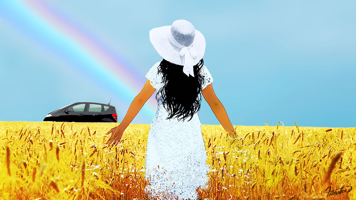 Donna Darkwolf Walking in Fields of Gold
