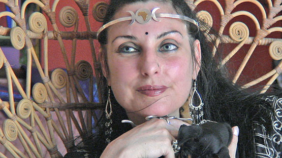 Donna Darkwolf giving a magazine interview