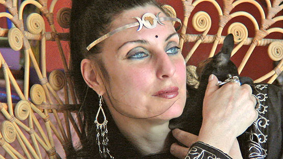 Donna Darkwolf giving a magazine interview