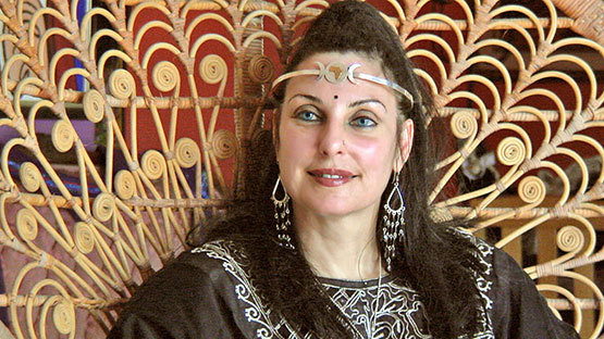 Donna Darkwolf giving a magazine interview