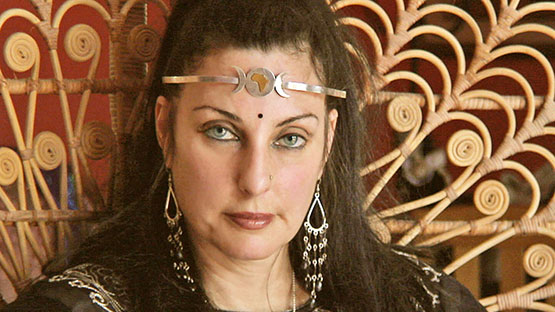 Donna Darkwolf giving a magazine interview