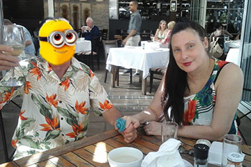 Donna Darkwolf takes Her Minion to Lunch on a wine farm